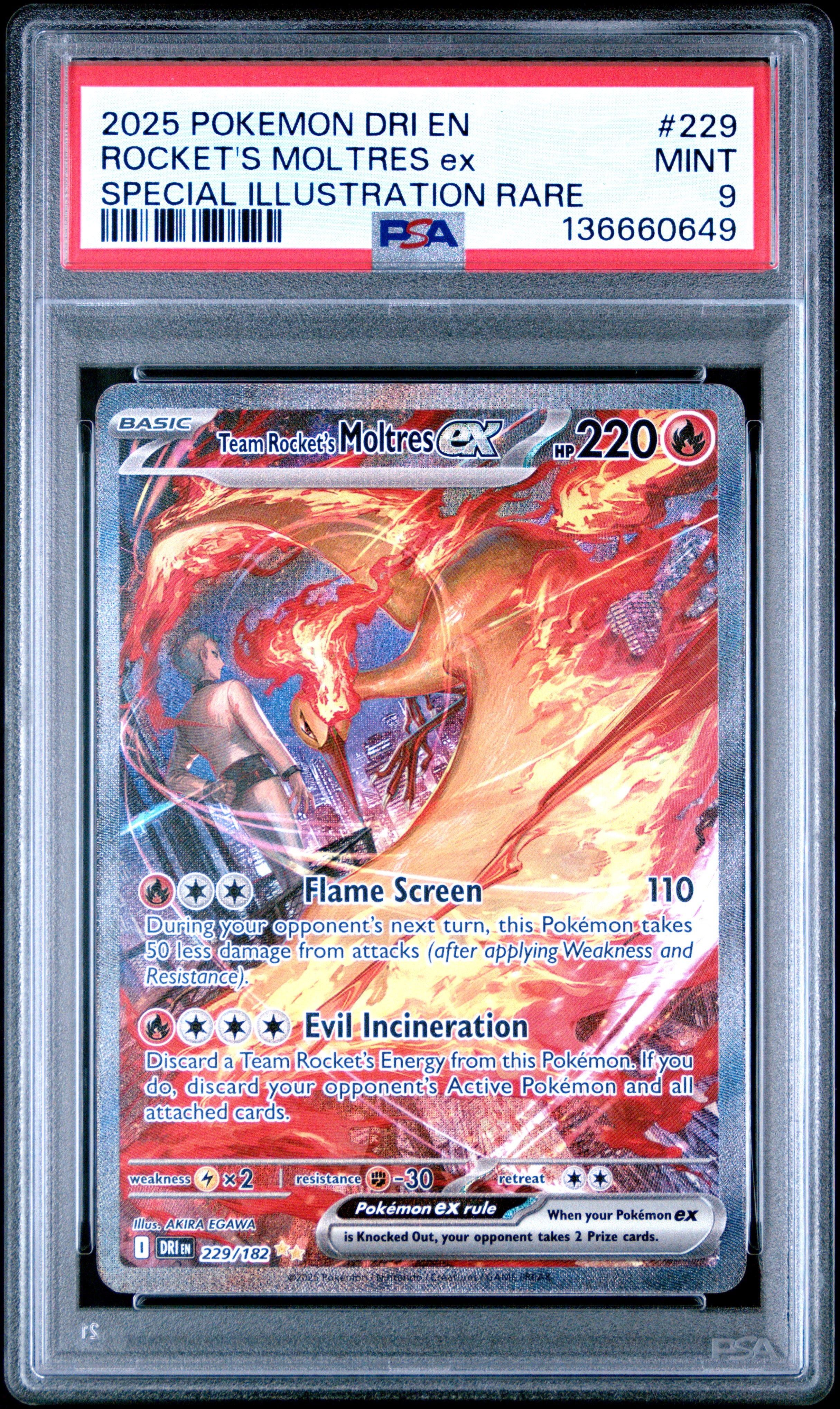 PSA MINT 9 - ROCKET'S MOLTRES ex SPECIAL ILLUSTRATION RARE 2025 POKEMON DRI EN-DESTINED RIVALS - PokéBox Australia