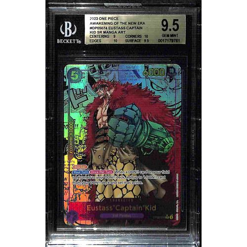 BGS 9.5 Eustass Captain Kid Manga Art SR OP05 - 074 - 2023 One Piece Card Game Awakening Of The New Era 9761 - PokéBox Australia