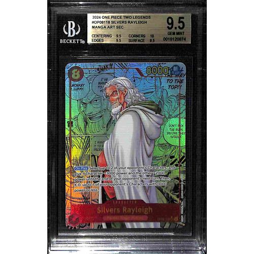 BGS 9.5 Silvers Rayleigh Manga Art SEC OP08 - 118 - 2024 One Piece Card Game Two Legends 0874 - PokéBox Australia