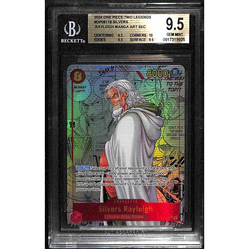 BGS 9.5 Silvers Rayleigh Manga Art SEC OP08 - 118 - 2024 One Piece Card Game Two Legends 9925 - PokéBox Australia