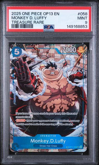 PSA MINT 9 - 2025 ONE PIECE OP13-CARRYING ON HIS WILL #058 MONKEY D. LUFFY TREASURE RARE