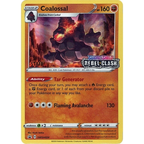Coalossal - SWSH024 (Prerelease) [Staff] (SWSH024) (SWSH: Sword & Shield Promo Cards) - PokéBox Australia