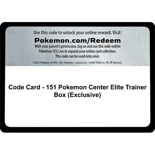 Code Card - 151 Pokemon Center Elite Trainer Box (Exclusive) [SV: Scarlet & Violet 151] - PokéBox Australia