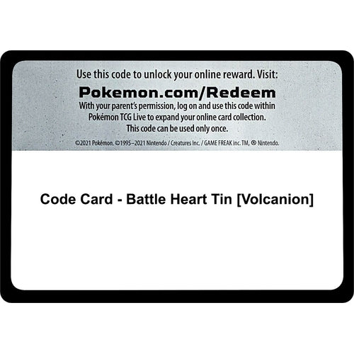 Code Card - Battle Heart Tin [Volcanion] (Miscellaneous Cards & Products) - PokéBox Australia