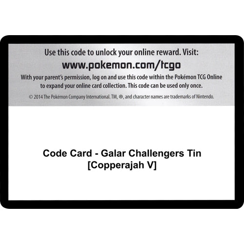 Code Card - Galar Challengers Tin [Copperajah V] (Miscellaneous Cards & Products) - PokéBox Australia