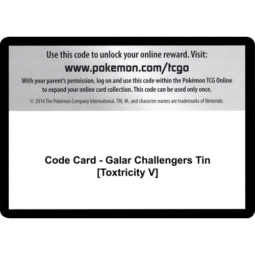 Code Card - Galar Challengers Tin [Toxtricity V] (Miscellaneous Cards & Products) - PokéBox Australia