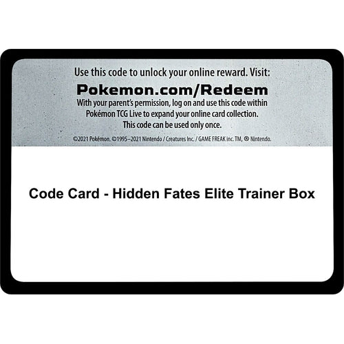 Code Card - Hidden Fates Elite Trainer Box (Miscellaneous Cards & Products) - PokéBox Australia