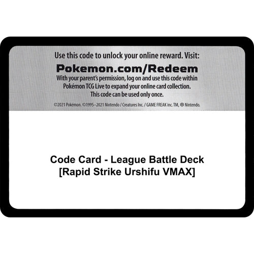 Code Card - League Battle Deck [Rapid Strike Urshifu VMAX] (Miscellaneous Cards & Products) - PokéBox Australia