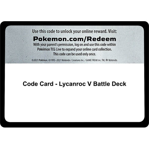 Code Card - Lycanroc V Battle Deck (Miscellaneous Cards & Products) - PokéBox Australia