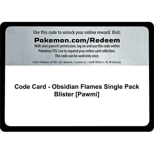 Code Card - Obsidian Flames Single Pack Blister [Pawmi] [SV03: Obsidian Flames] - PokéBox Australia