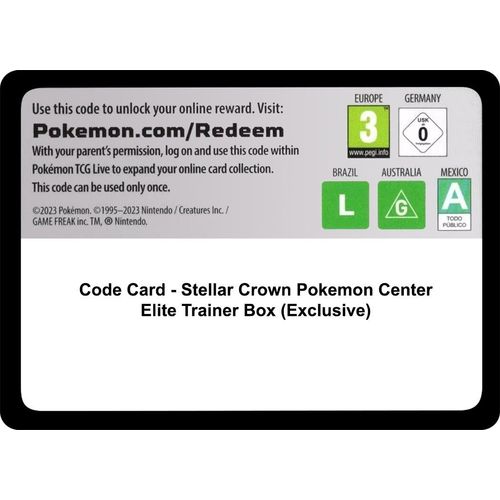 Code Card - Stellar Crown Pokemon Center Elite Trainer Box (Exclusive) [SV07: Stellar Crown] - PokéBox Australia