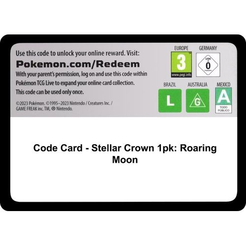Code Card - Stellar Crown Premium Checklane Blister [Roaring Moon] [SV07: Stellar Crown] - PokéBox Australia