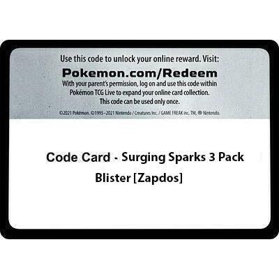 Code Card - Surging Sparks 3 Pack Blister [Zapdos] [SV08: Surging Sparks] - PokéBox Australia