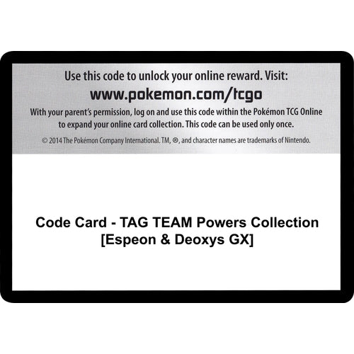Code Card - TAG TEAM Powers Collection [Espeon & Deoxys GX] (Miscellaneous Cards & Products) - PokéBox Australia