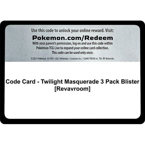 Code Card - Twilight Masquerade 3 Pack Blister [Revavroom] [SV06: Twilight Masquerade] - PokéBox Australia
