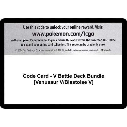 Code Card - V Battle Deck Bundle [Venusaur V/Blastoise V] (Miscellaneous Cards & Products) - PokéBox Australia