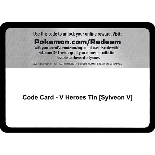 Code Card - V Heroes Tin [Sylveon V] (Miscellaneous Cards & Products) - PokéBox Australia