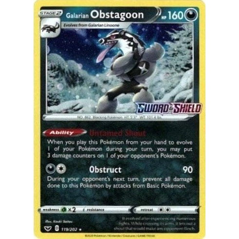 Galarian Obstagoon - 119/202 (Cosmos Holo) (119/202) (Miscellaneous Cards & Products) - PokéBox Australia