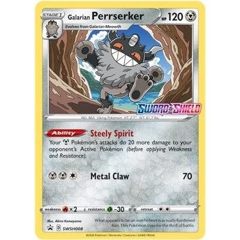 Galarian Perrserker - SWSH008 (Prerelease) (SWSH008) (SWSH: Sword & Shield Promo Cards) - PokéBox Australia