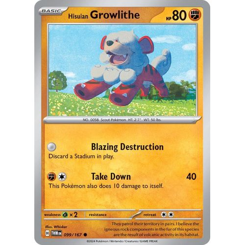 Hisuian Growlithe (099/167) [SV06: Twilight Masquerade] - PokéBox Australia