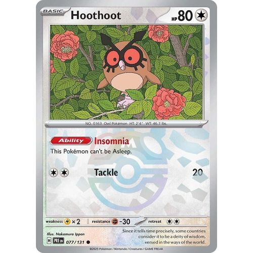 Hoothoot (Master Ball Pattern) (077/131) [SV: Prismatic Evolutions] - PokéBox Australia