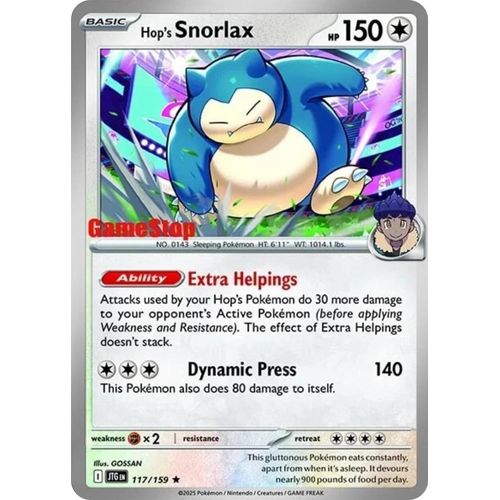 Hop's Snorlax - 117/159 (GameStop) (Cosmos Holo) (117/159) [Miscellaneous Cards & Products] - PokéBox Australia