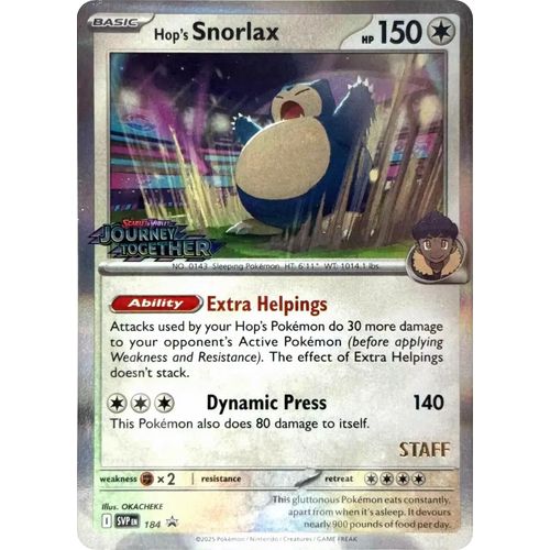Hop's Snorlax - 184 (Prerelease) [Staff] (184) (SV: Scarlet & Violet Promo Cards) - PokéBox Australia