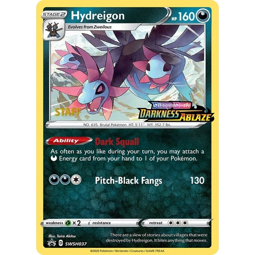 Hydreigon - SWSH037 (Prerelease) [Staff] (SWSH037) (SWSH: Sword & Shield Promo Cards) - PokéBox Australia