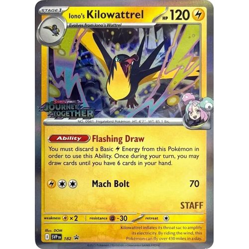 Iono's Kilowattrel - 182 (Prerelease) [Staff] (182) (SV: Scarlet & Violet Promo Cards) - PokéBox Australia