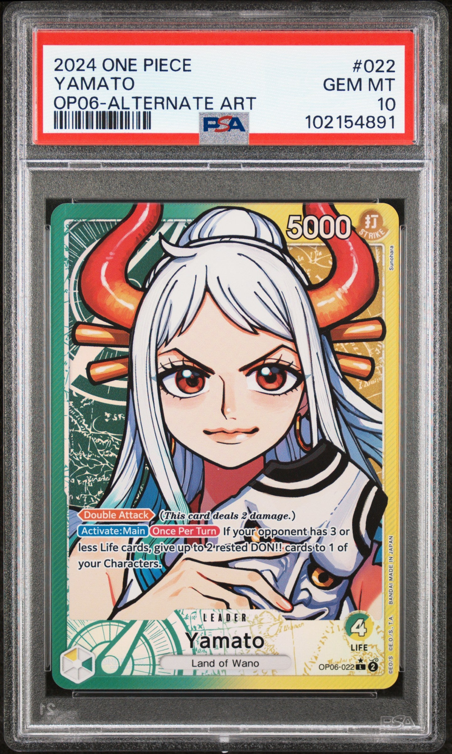 PSA GEM MT 10 - 2024 ONE PIECE OP06-WINGS OF THE CAPTAIN #022 YAMATO ALTERNATE ART - PokéBox Australia