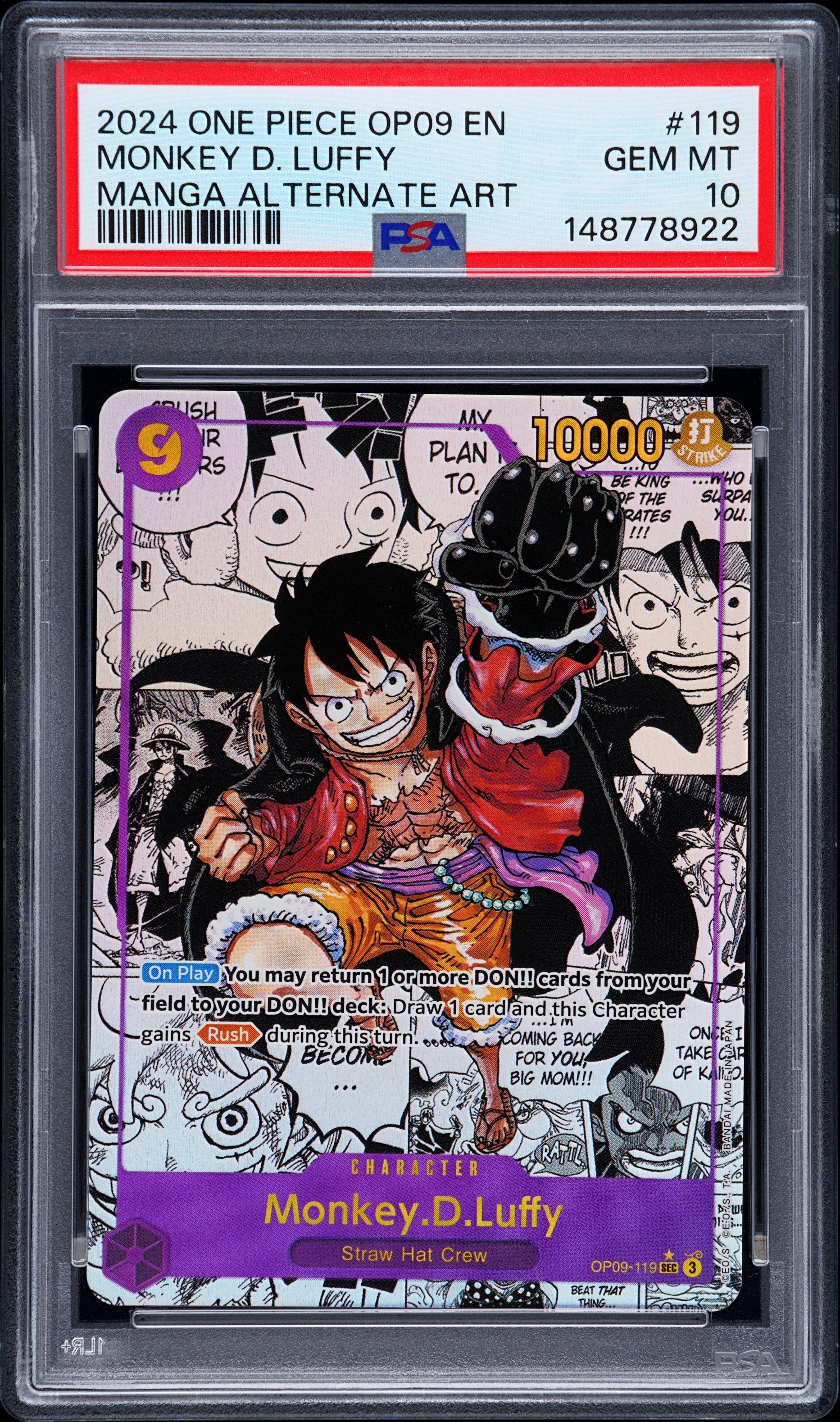 PSA GEM MT 10 - MONKEY D. LUFFY MANGA ALTERNATE ART 2024 ONE PIECE OP09-EMPERORS IN THE NEW WORLD - PokéBox Australia