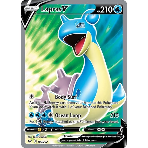 Lapras V (Full Art) (189/202) (SWSH01: Sword & Shield Base Set) - PokéBox Australia