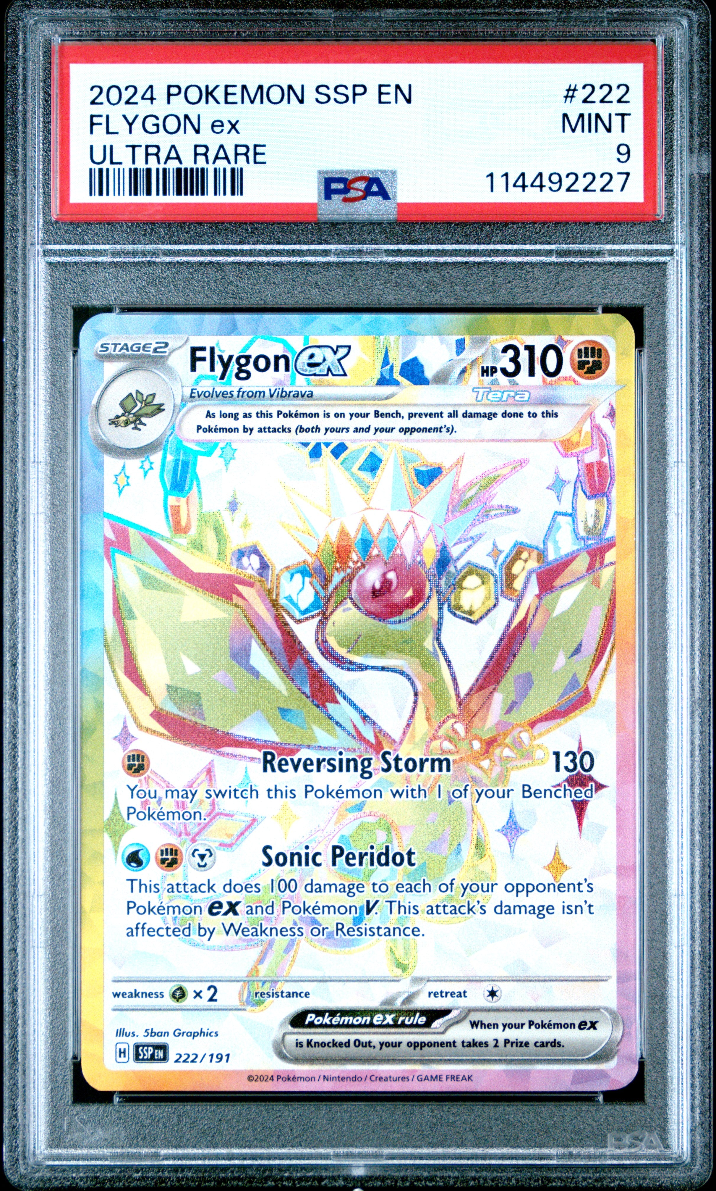 PSA MINT 9 - 2024 POKEMON SSP EN-SURGING SPARKS #222 FLYGON ex ULTRA RARE - PokéBox Australia