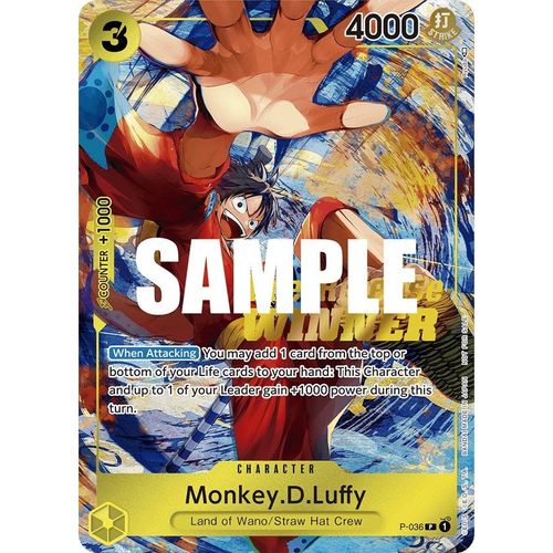 Monkey.D.Luffy (Pre - Release Tournament) (Winner) (P - 036) [One Piece Promotion Cards] - PokéBox Australia