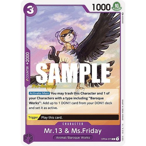 Mr.13 & Ms.Friday (OP04 - 073) [Kingdoms of Intrigue Pre - Release Cards] - PokéBox Australia