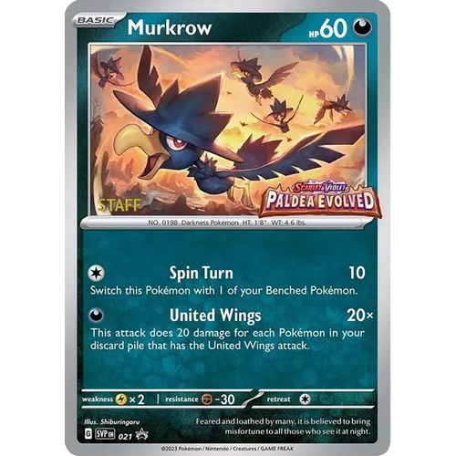Murkrow - 021 (Prerelease) [Staff] (021) (SV: Scarlet & Violet Promo Cards) - PokéBox Australia