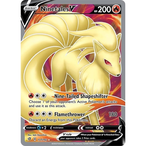 Ninetales V (Full Art) (177/192) (SWSH02: Rebel Clash) - PokéBox Australia