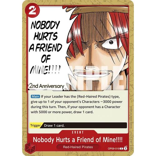 Nobody Hurts a Friend of Mine!!!! (OP09 - 019) [Emperors in the New World: 2nd Anniversary Tournament Cards] - PokéBox Australia