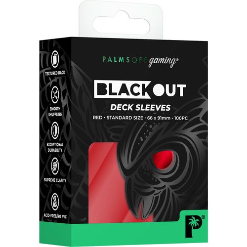 Palms Off Gaming - Red - Standard Blackout Deck Sleeves - PokéBox Australia