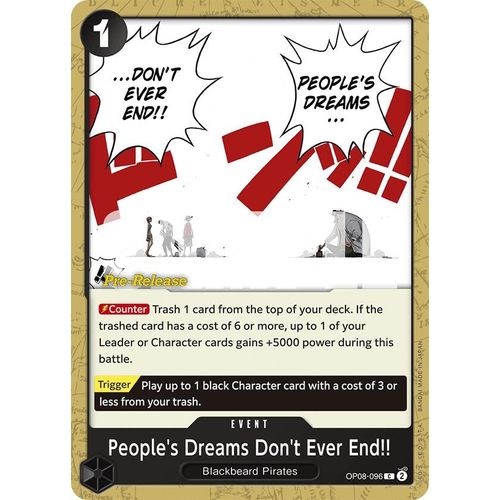People's Dreams Don't Ever End!! (OP08 - 096) [Two Legends Pre - Release Cards] - PokéBox Australia