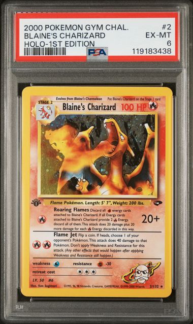 PSA EX - MT 6 - 2000 POKEMON GYM CHALLENGE 2 BLAINE'S CHARIZARD HOLO - 1ST EDITION - PokéBox Australia