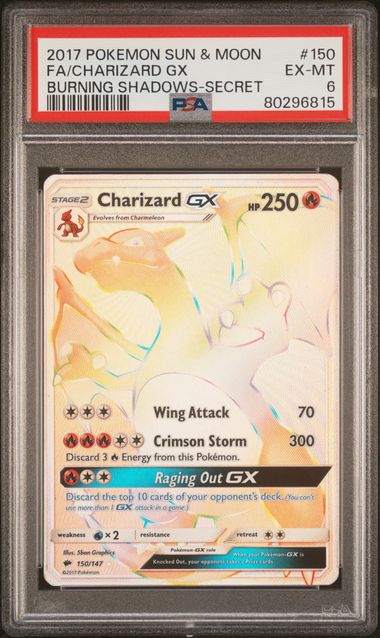 PSA EX - MT 6 - 2017 POKEMON SUN & MOON BURNING SHADOWS 150 FA/CHARIZARD GX BURNING SHADOWS - SECRET - PokéBox Australia