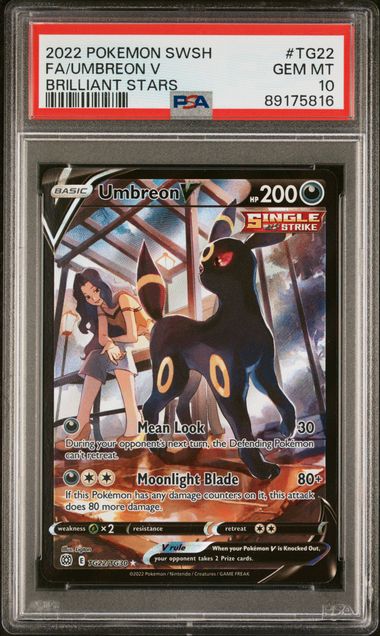 PSA GEM MT 10 - 2022 POKEMON SWORD & SHIELD BRILLIANT STARS TG22 FA/UMBREON V BRILLIANT STARS - PokéBox Australia
