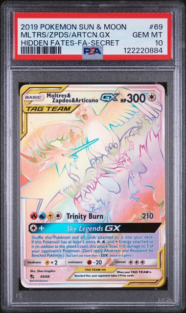 PSA GEM MT 10 - MLTRS/ZPDS/ARTCN.GX HIDDEN FATES - FA - SECRET 2019 POKEMON SUN & MOON HIDDEN FATES - PokéBox Australia