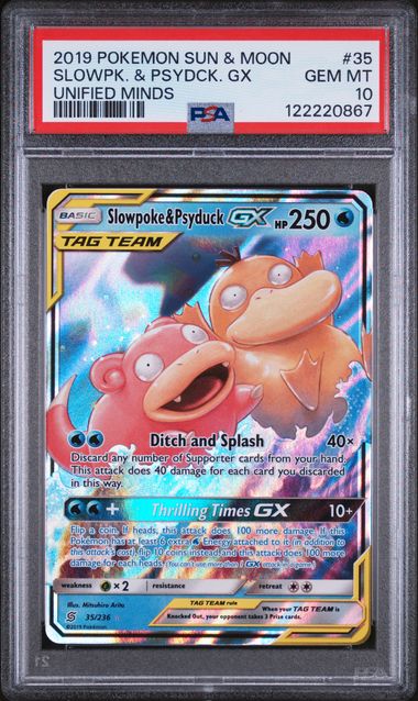 PSA GEM MT 10 - SLOWPK. & PSYDCK. GX UNIFIED MINDS 2019 POKEMON SUN & MOON UNIFIED MINDS - PokéBox Australia