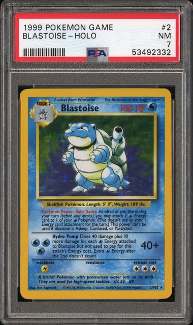 PSA NM 7 - BLASTOISE - HOLO 1999 POKEMON GAME - PokéBox Australia