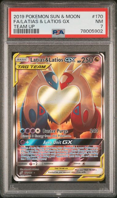 PSA NM 7 - FA/LATIAS & LATIOS GX TEAM UP 2019 POKEMON SUN & MOON TEAM UP - PokéBox Australia