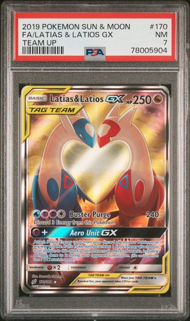 PSA NM 7 - FA/LATIAS & LATIOS GX TEAM UP 2019 POKEMON SUN & MOON TEAM UP - PokéBox Australia