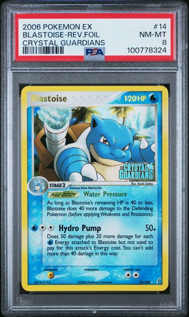 PSA NM - MT 8 - BLASTOISE - REV.FOIL CRYSTAL GUARDIANS 2006 POKEMON EX CRYSTAL GUARDIANS - PokéBox Australia