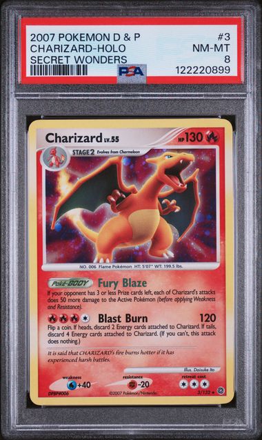 PSA NM - MT 8 - CHARIZARD - HOLO SECRET WONDERS 2007 POKEMON DIAMOND & PEARL SECRET WONDERS - PokéBox Australia